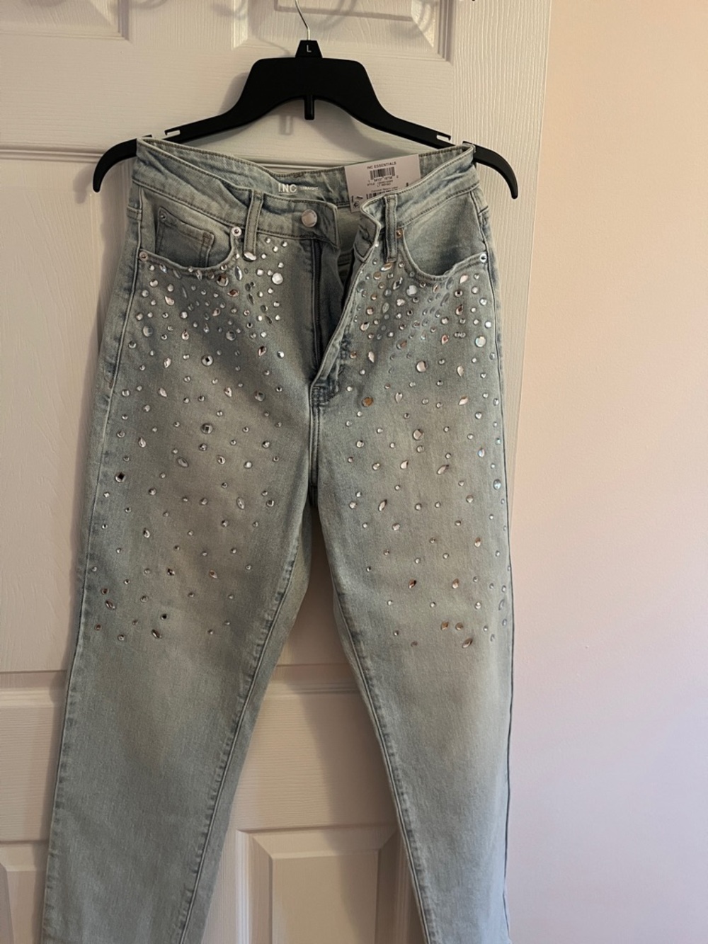 INC International Concepts Light Blue Jeweled High Rise Jeans